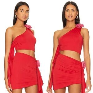 Lovers + Friends Red Cordelia One-Shoulder Top